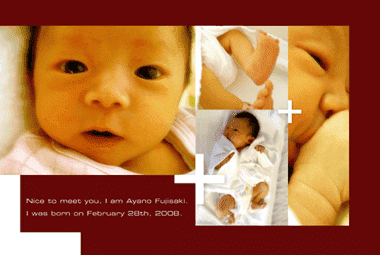 デザイナーズポストカードQURO誕生出産報告見本画像Bm_01